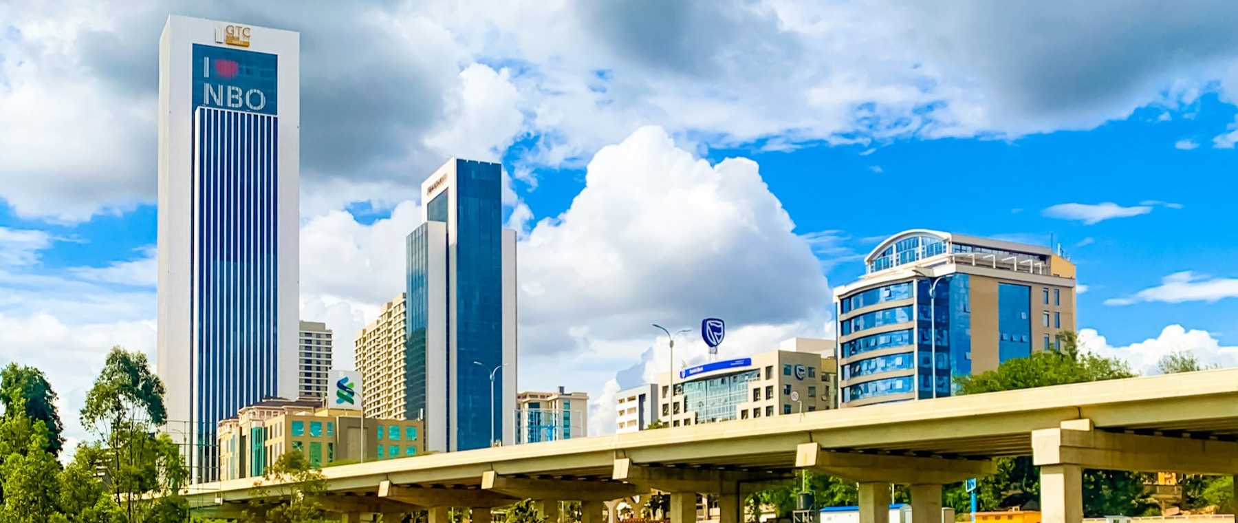 The Nairobi expressway running past the city skyline
