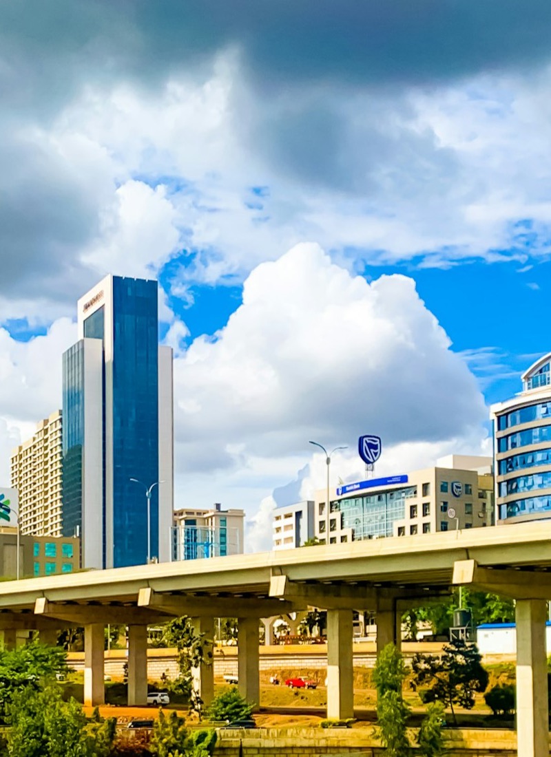 The Nairobi expressway running past the city skyline