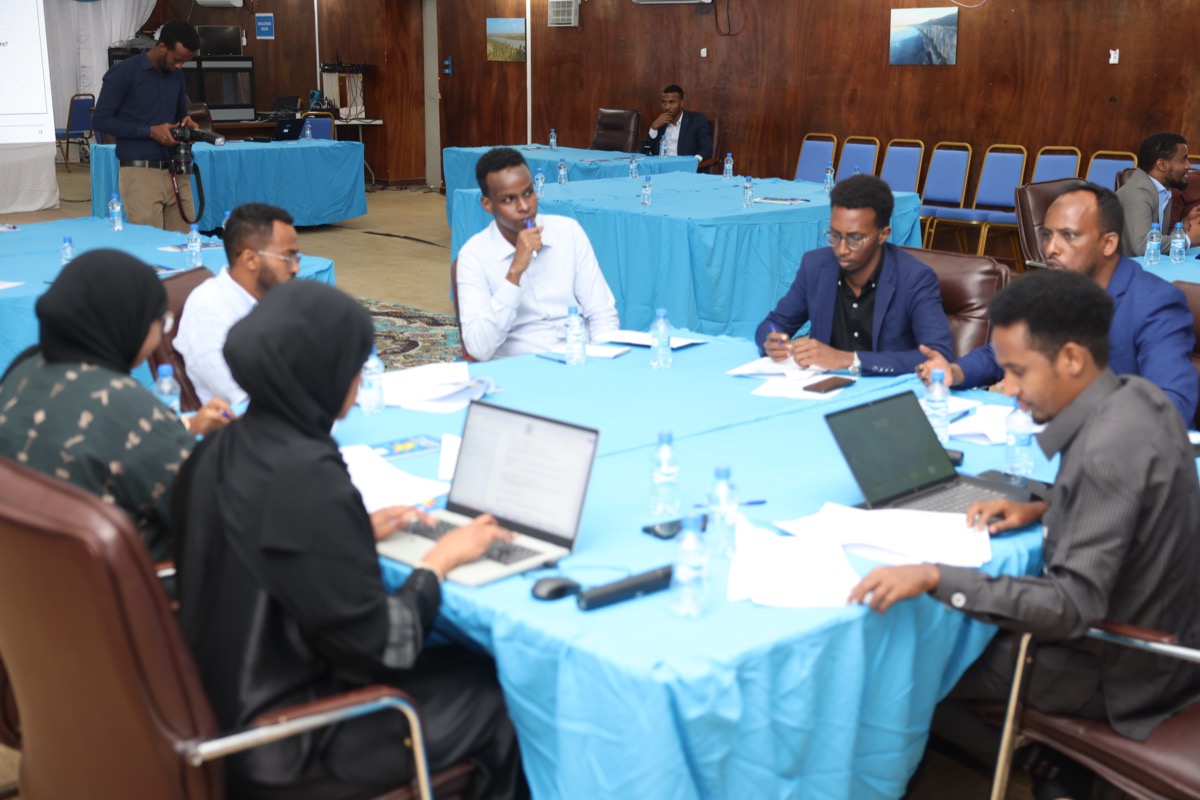 Participants at work around the conference tables